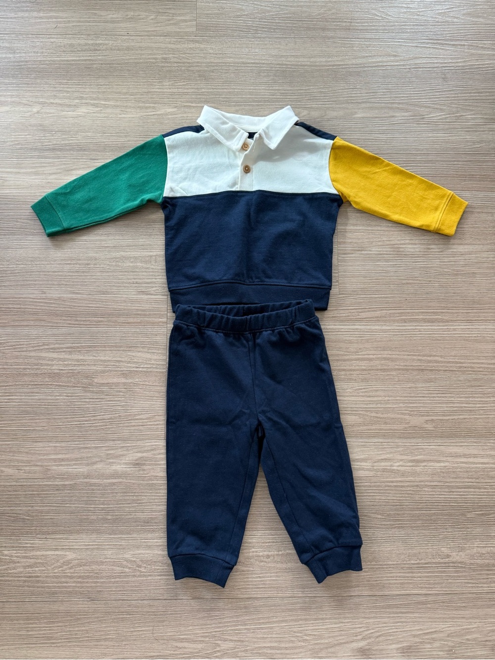 Old Navy Navy Colorblock Polo Sweatshirt & Joggers Set